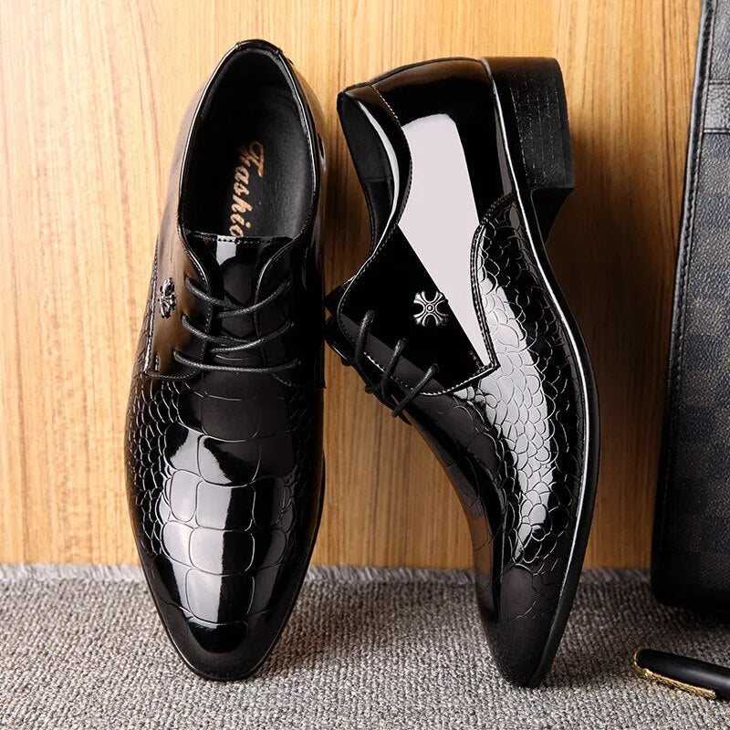 Fynorr™ Chaussures en Cuir Verni Homme – Élégance Classique Reynalds