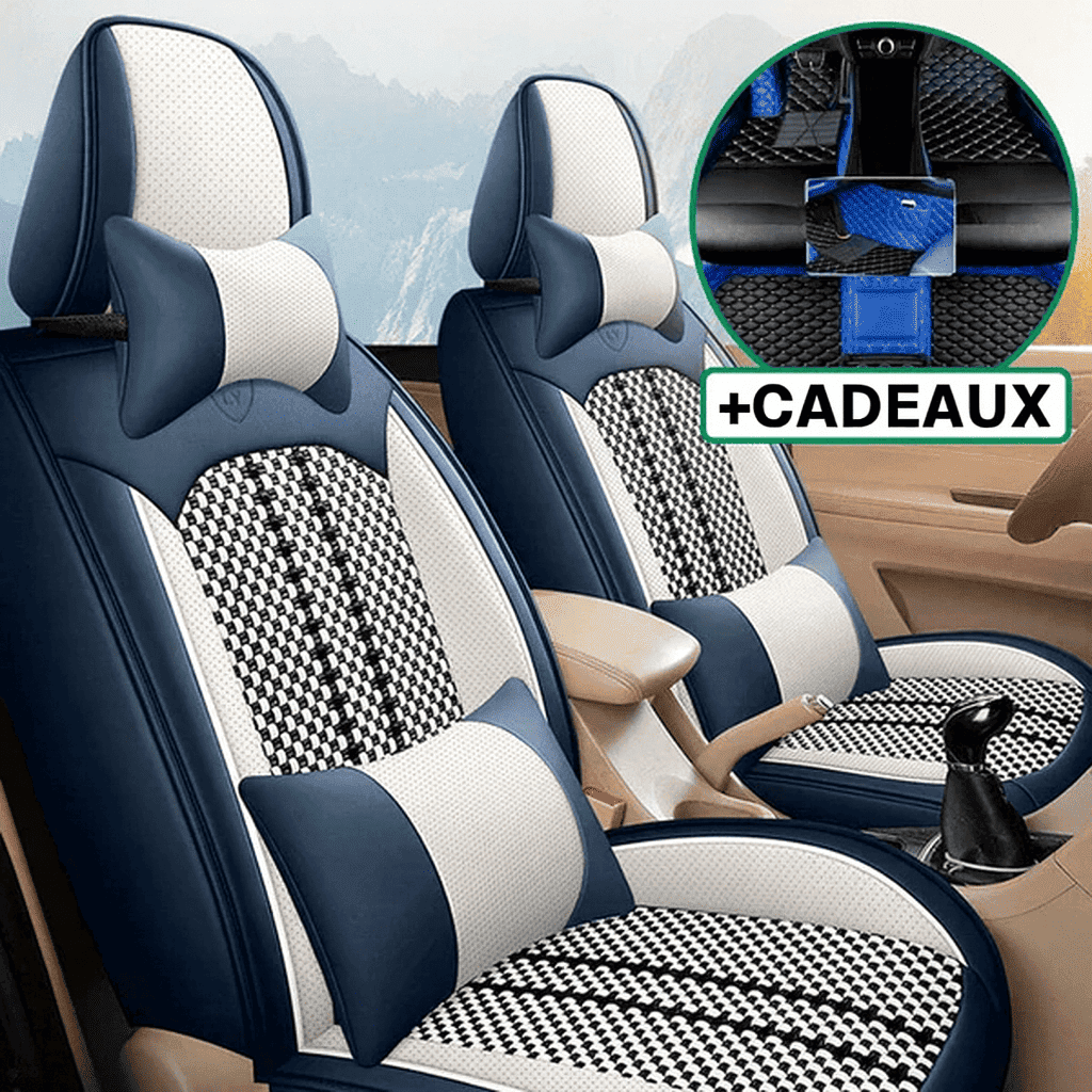 Housse Universelle Complète Evotech pour Voiture en Cuir Véritable avec Airbag +3 CADEAUX : Tapis de Voiture