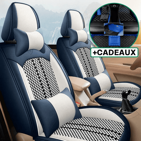 Housse Universelle Complète Evotech pour Voiture en Cuir Véritable avec Airbag +3 CADEAUX : Tapis de Voiture