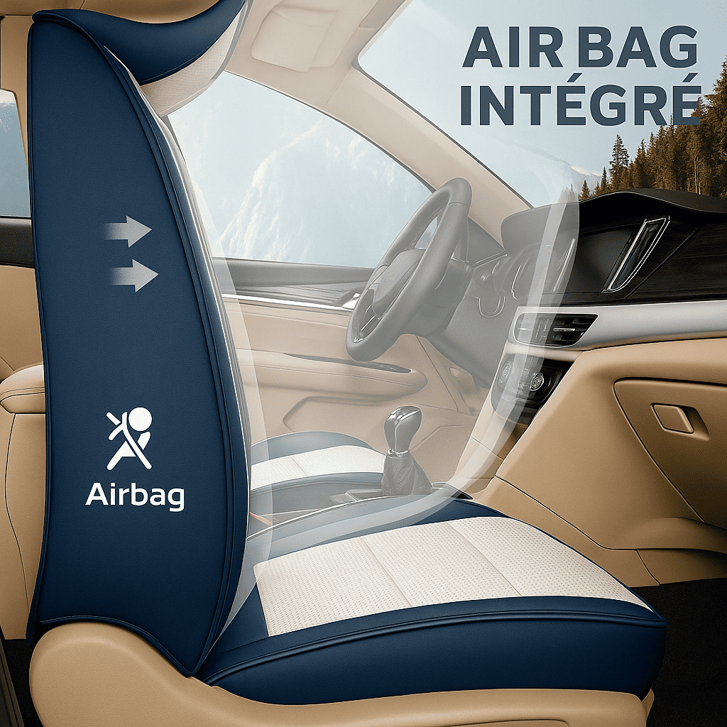 Housse Universelle Complète Evotech pour Voiture en Cuir Véritable avec Airbag +3 CADEAUX : Tapis de Voiture