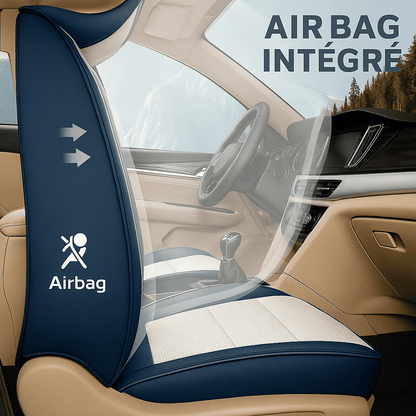 Housse Universelle Complète Evotech pour Voiture en Cuir Véritable avec Airbag +3 CADEAUX : Tapis de Voiture