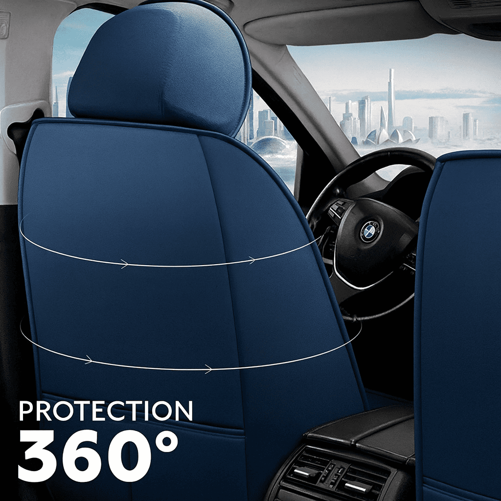 Housse Universelle Complète Evotech pour Voiture en Cuir Véritable avec Airbag +3 CADEAUX : Tapis de Voiture