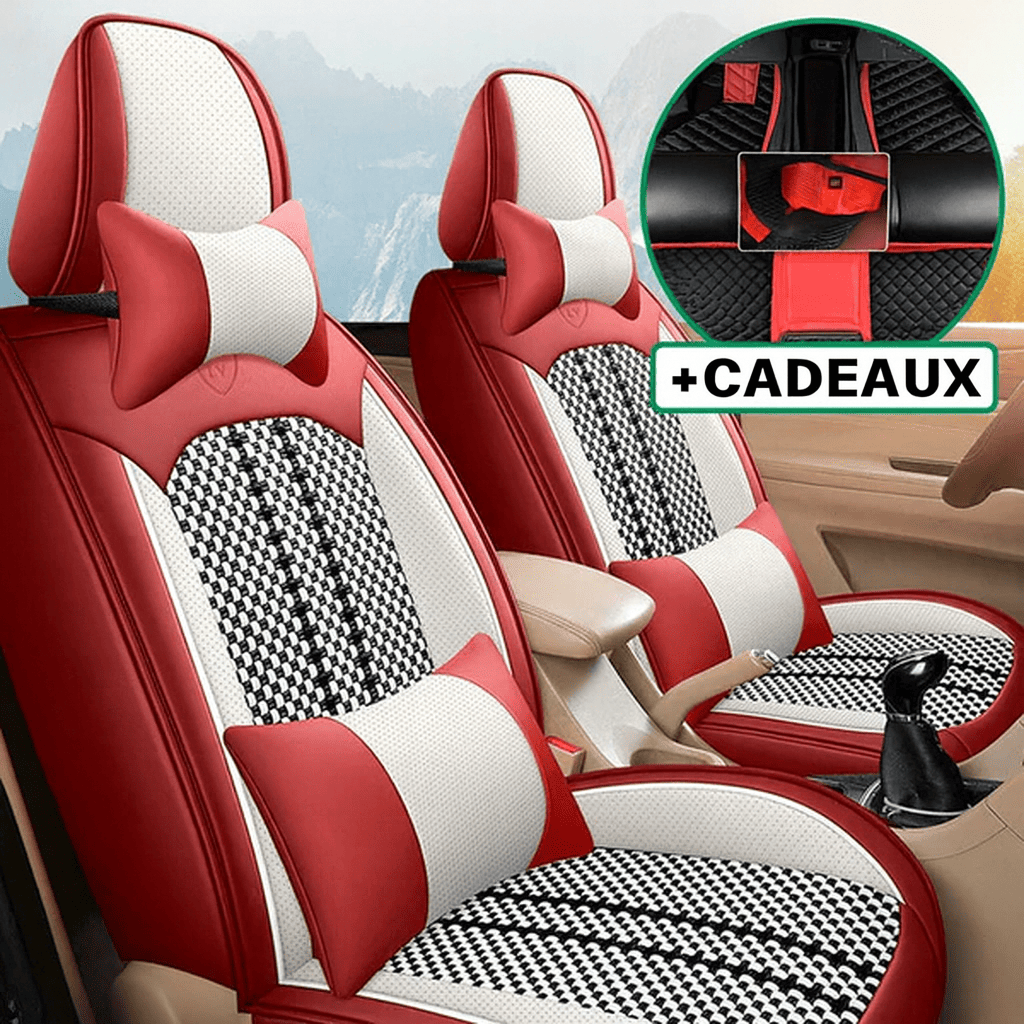 Housse Universelle Complète Evotech pour Voiture en Cuir Véritable avec Airbag +3 CADEAUX : Tapis de Voiture