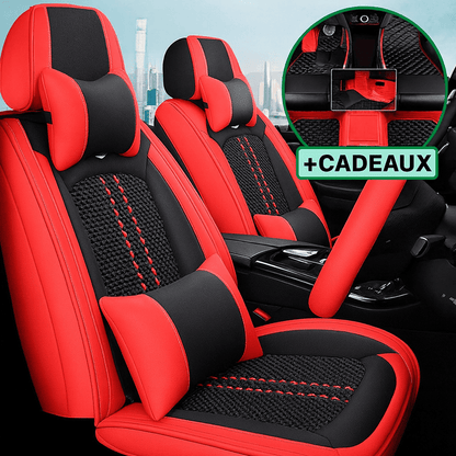 Housse Universelle Complète Evotech pour Voiture en Cuir Véritable avec Airbag +3 CADEAUX : Tapis de Voiture