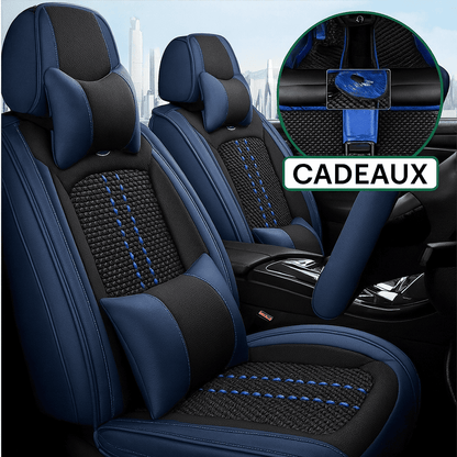 Housse Universelle Complète Evotech pour Voiture en Cuir Véritable avec Airbag +3 CADEAUX : Tapis de Voiture