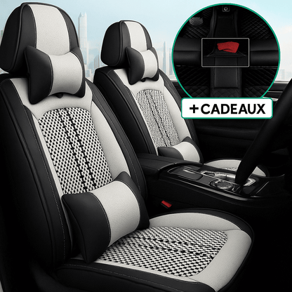 Housse Universelle Complète Evotech pour Voiture en Cuir Véritable avec Airbag +3 CADEAUX : Tapis de Voiture