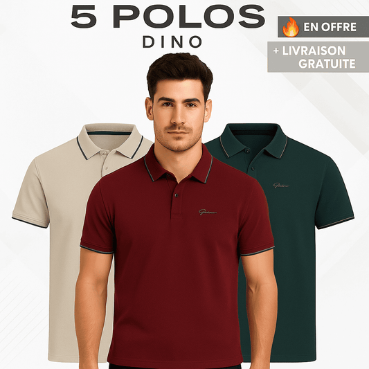 Lot 5 Polos Dino Manches Courtes Minimalistes Edition Limitée